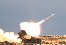 Luftverteidigungssystem Patriot der Luftwaffe beim Verschuss eines GEM-T-Flugkörpers