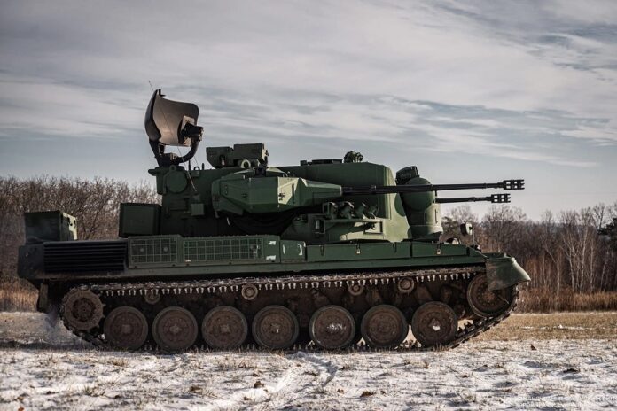 Flugabwehrkanonenpanzer Gepard der ukrainischen Streitkräfte.