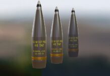 155mm-Artilleriemunition vom Typ M107.