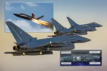 Eurofighter der Luftwaffe mit Litening-POD und Uncrewed Collaborative Combat Aircraft XQ-58A Valkyrie von Kratos