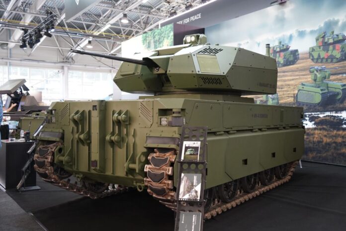 Drohnenabwehr-UGV MV-8 Komodo mit Mangart 25 AD-Turm