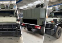 Die ACS Armoured Car Systems GmbH hat das von Diehl Defence entwicklete GARMR-Drohnenabwehrsystem auf eine Mercedes-Benz-G-Plattform der modernsten Baureihe 464 mit verlängertem Radstand integriert.