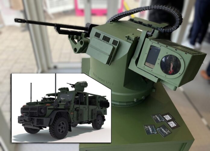 Im Rahmen der AFCEA-Fachausstellung in Bonn hat Rheinmetall erstmals die leichte Waffenstation RCWS 100 in einer Konfiguration zur Drohnenabwehr präsentiert.
