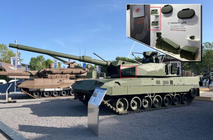 Die EuroTrophy GmbH, ein Gemeinschaftsunternehmen von KNDS Deutschland, General Dynamics European Land Systems (GDELS) und Rafael Advanced Defense Systems (Rafael), hat auf der Rüstungsmesse Eurosatory 2026 in Paris erstmals eine neue Konfigurationsoption des abstandsaktiven Selbstschutzsystems (APS) Trophy vorgestellt, welche über eine erweiterte Drohnenabwehrfähigkeit verfügt.