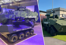 Das europäische Systemhaus General Dynamics European Land Systems (GDELS) zeigt im Rahmen der Rüstungsmesse Eurosatory in Paris erstmals zwei neue Flugabwehrkanonenradpanzer auf Basis der 6x6-Pandur- und der 8x8-Piranha-Plattform die im Verbund mit Flugabwehr-UGV kämpfen sollen.