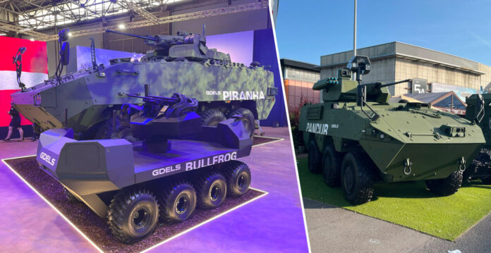 Das europäische Systemhaus General Dynamics European Land Systems (GDELS) zeigt im Rahmen der Rüstungsmesse Eurosatory in Paris erstmals zwei neue Flugabwehrkanonenradpanzer auf Basis der 6x6-Pandur- und der 8x8-Piranha-Plattform die im Verbund mit Flugabwehr-UGV kämpfen sollen.