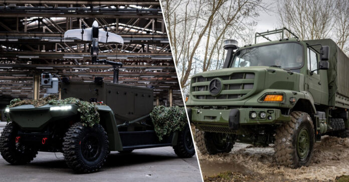 Der deutsche Drohnenspezialist Quantum Systems wird eigenen Angaben zufolge zehn Rad-UGV des Typs Mandrill sowie zehn Zetros AI-Lkw von Daimler Truck, ausgestattet mit dem Quantum Systems Ground Autonomy Kit, für ein ukrainisches Forschungs- und Entwicklungsprogramm liefern.