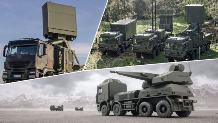 Iris-T SLM und Thales MMR und Skyranger 35 auf Lkw